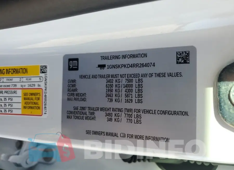1GNSKPKD4RR264074 Photo# 14