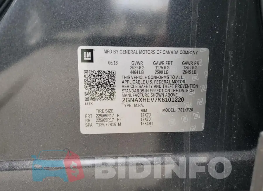 2GNAXHEV7K6101220 Photo# 13