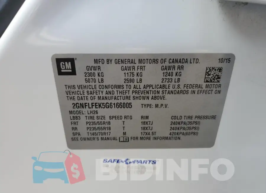 2GNFLFEK5G6166005 Photo# 13