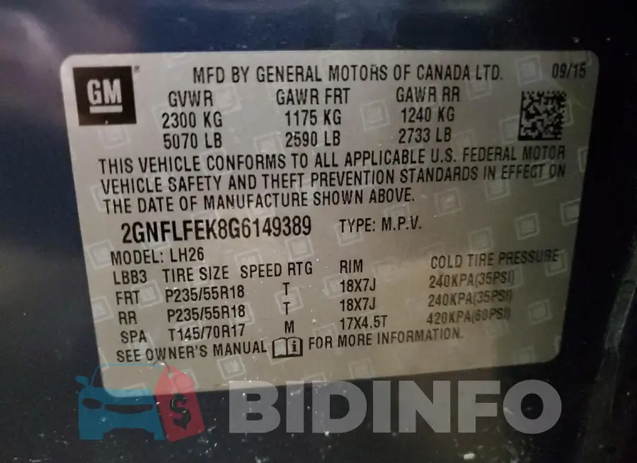 2GNFLFEK8G6149389 Photo# 14