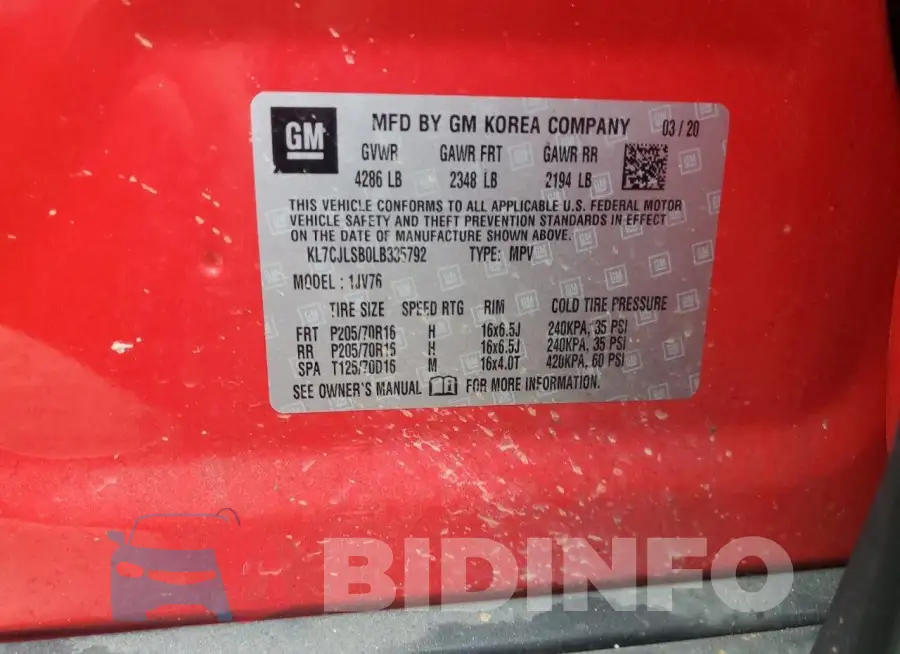 KL7CJLSB0LB335792 Photo# 13