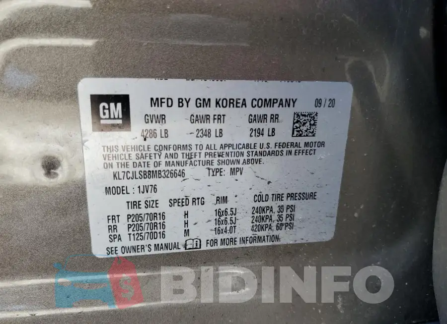 KL7CJLSB8MB326646 Photo# 14