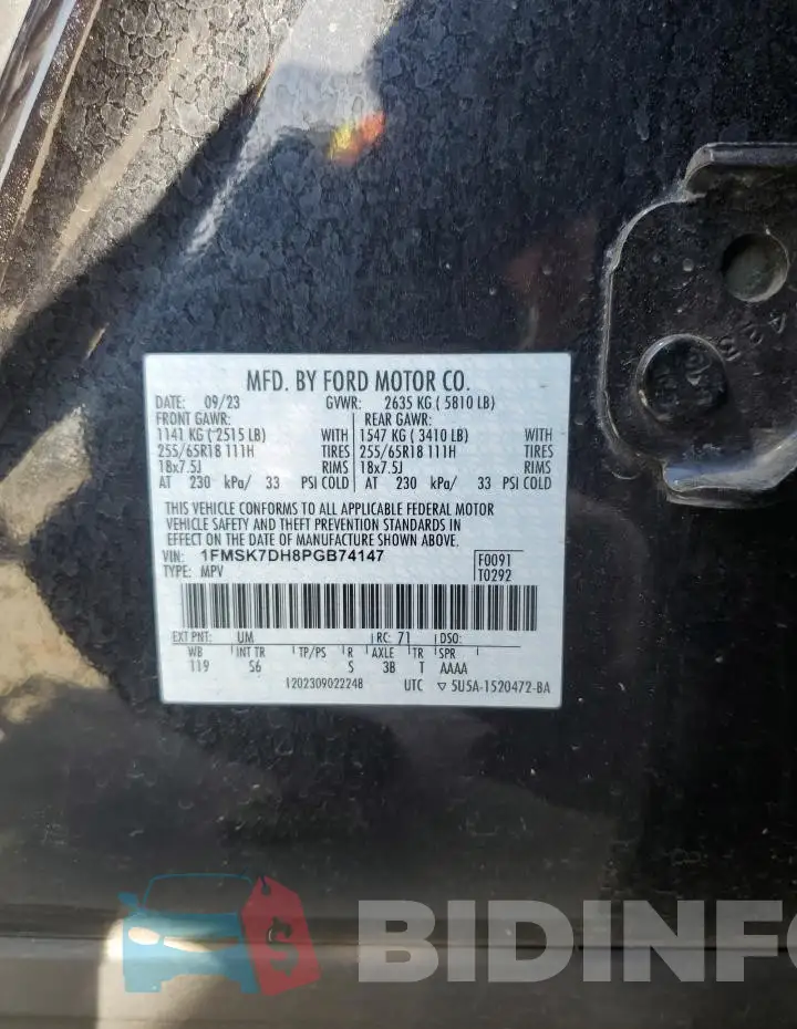 1FMSK7DH8PGB74147 Photo# 14