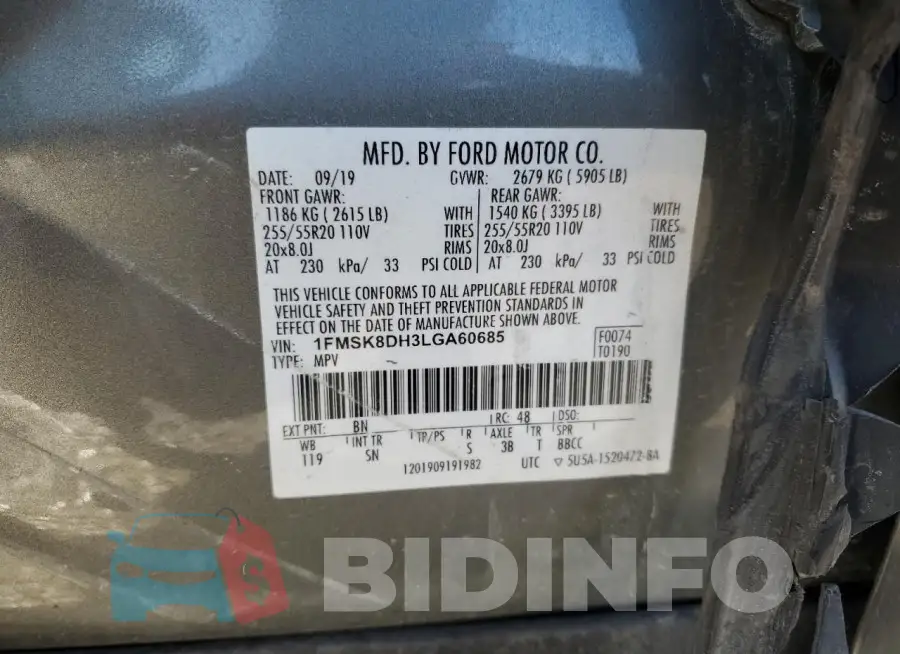 1FMSK8DH3LGA60685 Photo# 13