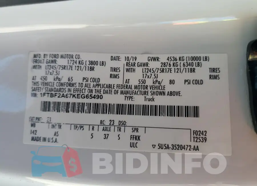 1FTBF2A67KEG65490 Photo# 13