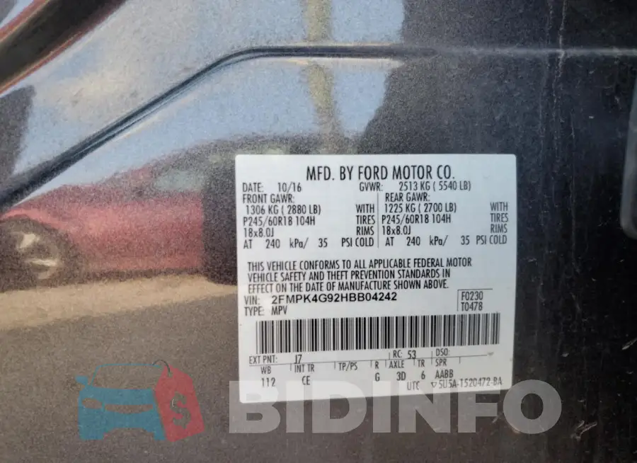 2FMPK4G92HBB04242 Photo# 13