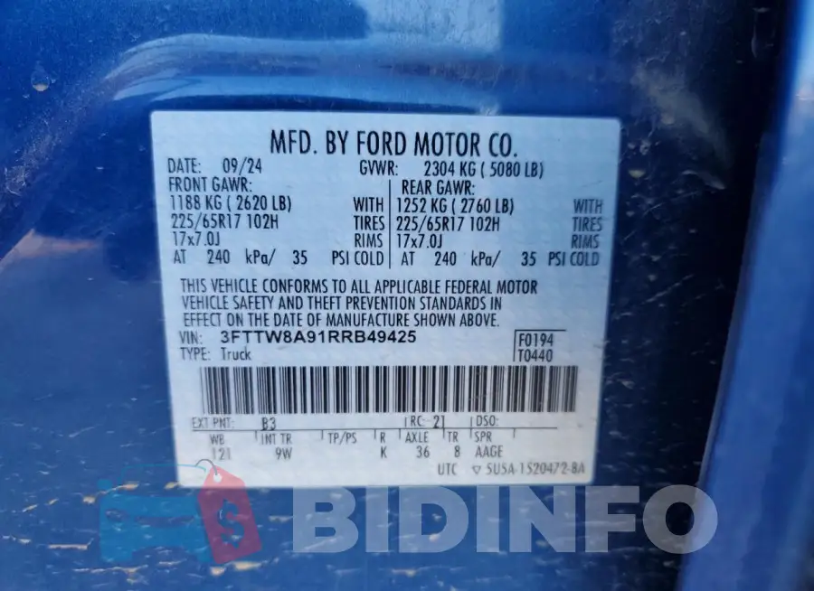 3FTTW8A91RRB49425 Photo# 12