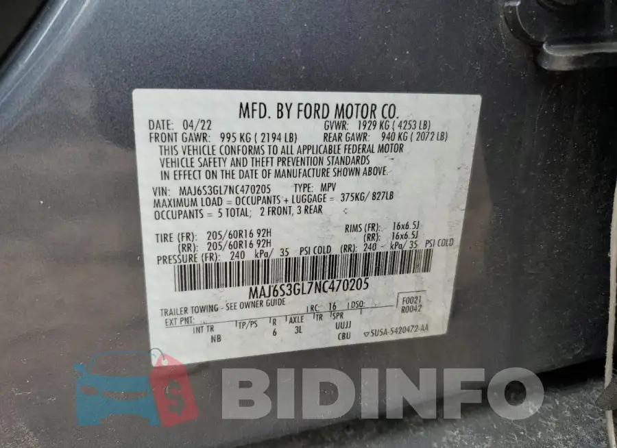 MAJ6S3GL7NC470205 Photo# 14
