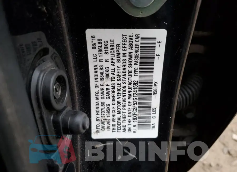 19XFC2F52GE241592 Photo# 12