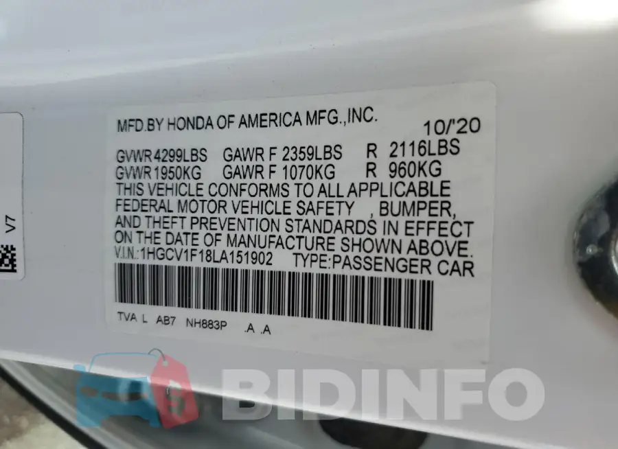1HGCV1F18LA151902 Photo# 12