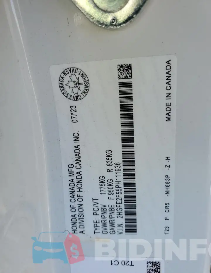 2HGFE2F55PH111936 Photo# 12