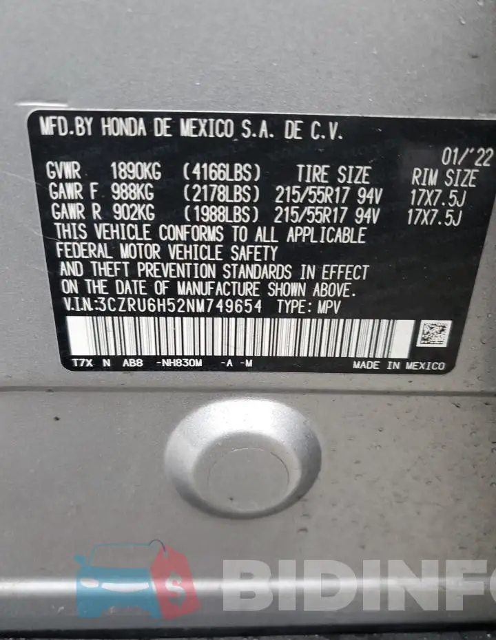 3CZRU6H52NM749654 Photo# 12