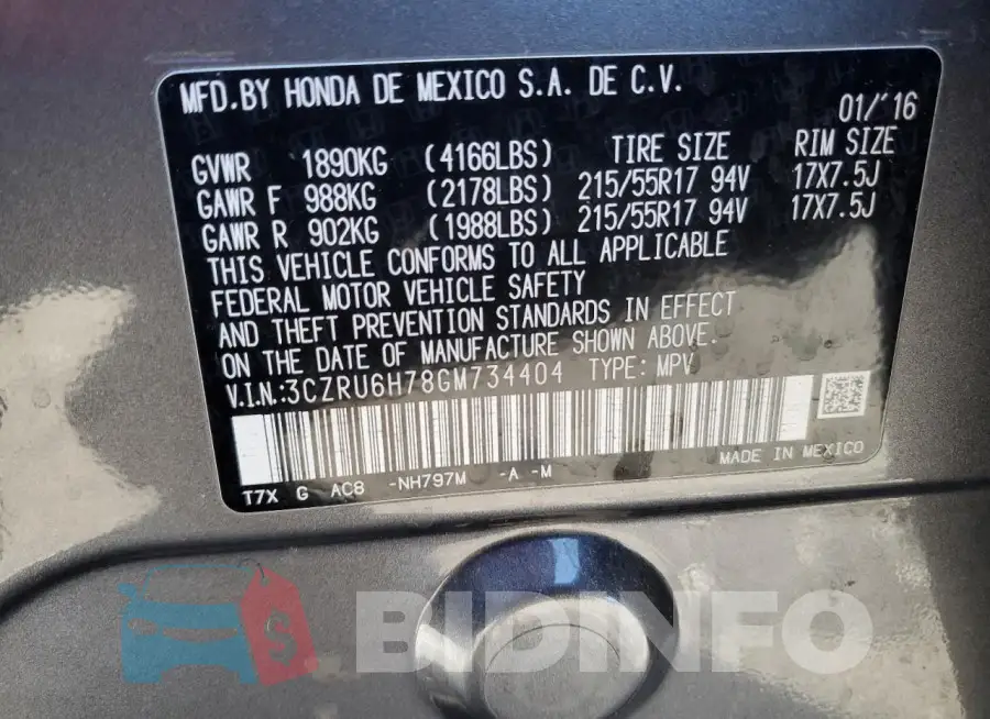 3CZRU6H78GM734404 Photo# 13
