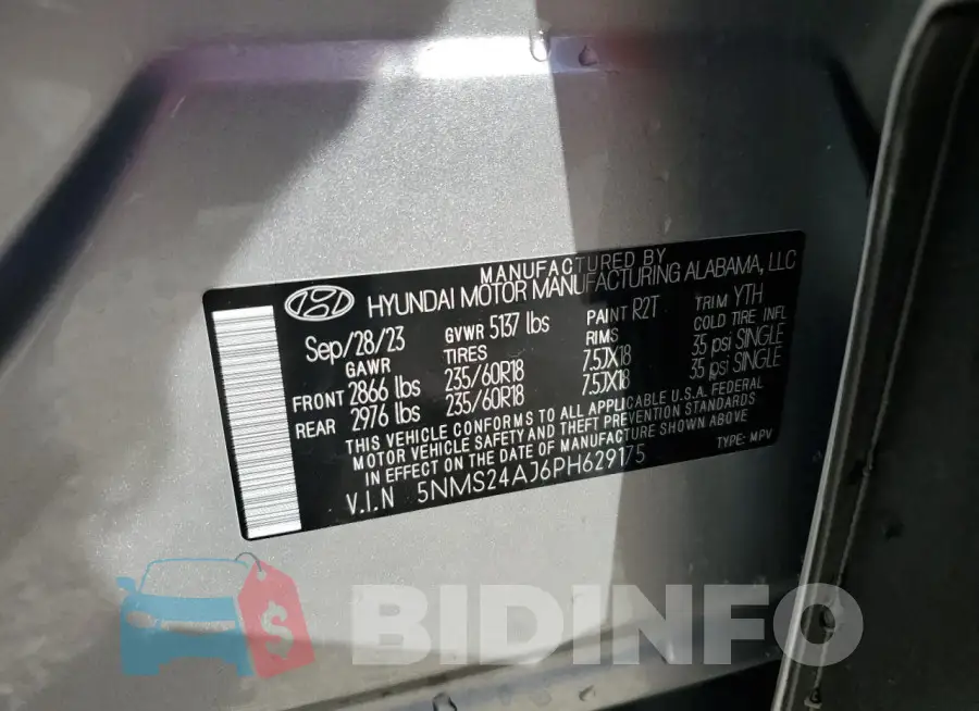 5NMS24AJ6PH629175 Photo# 13
