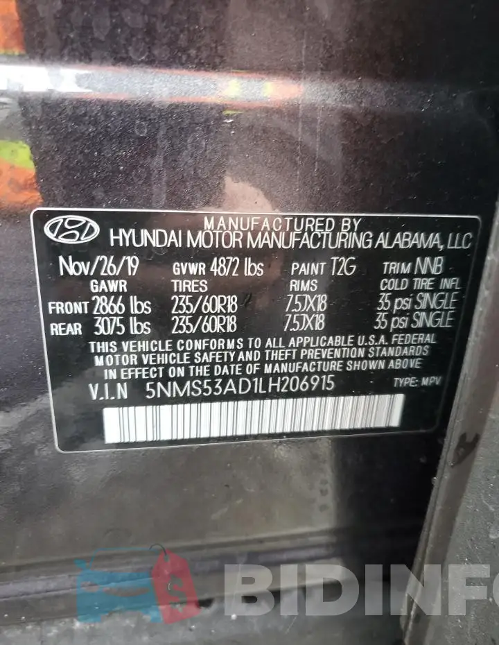 5NMS53AD1LH206915 Photo# 13