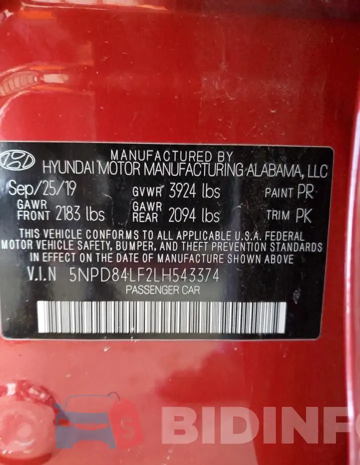 5NPD84LF2LH543374 Photo# 12