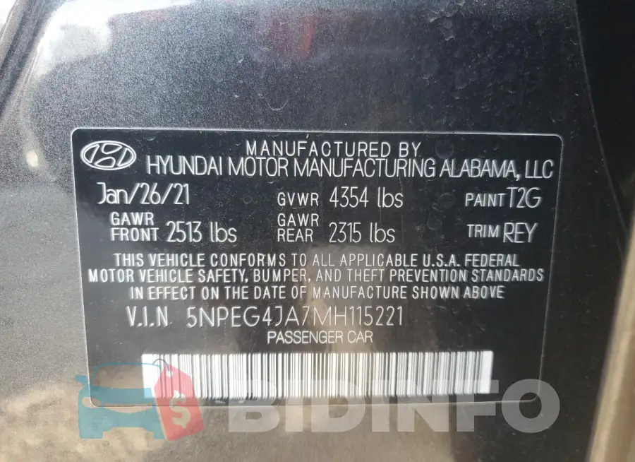 5NPEG4JA7MH115221 Photo# 12