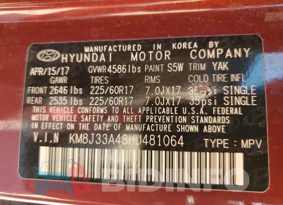 KM8J33A48HU481064 Photo# 13