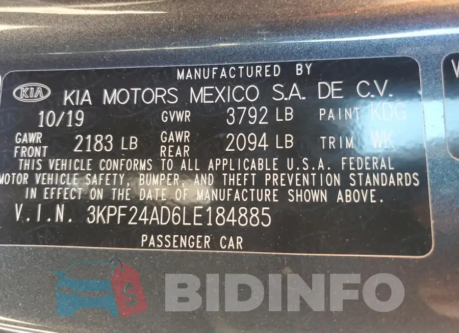 3KPF24AD6LE184885 Photo# 13