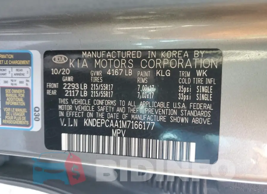 KNDEPCAA1M7166177 Photo# 13