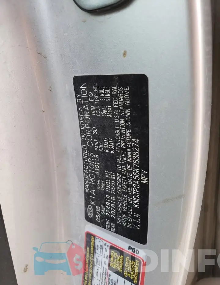 KNDJP3A56K7638274 Photo# 13