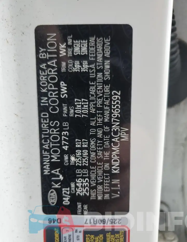 KNDPMCAC3N7965592 Photo# 13