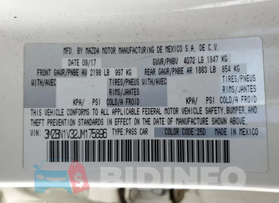 3MZBN1V32JM175896 Photo# 12
