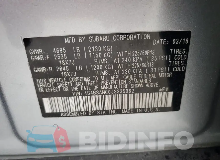 4S4BSANC0J3335962 Photo# 13