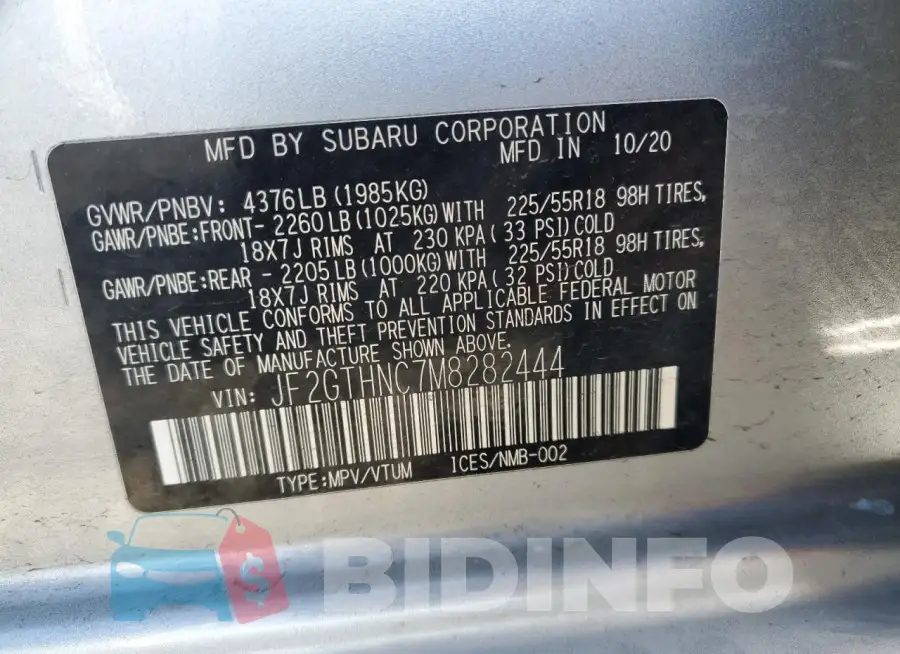 JF2GTHNC7M8282444 Photo# 12