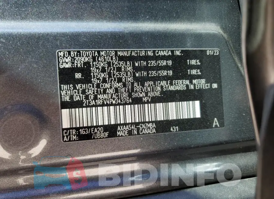 2T3A1RFV4PW343764 Photo# 13