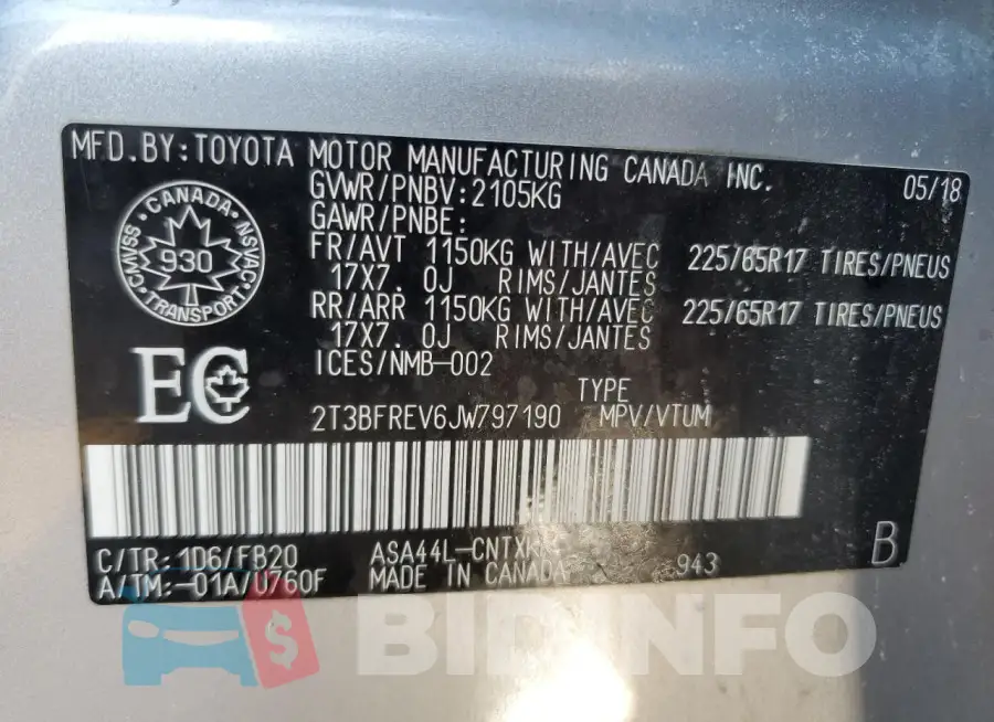 2T3BFREV6JW797190 Photo# 13
