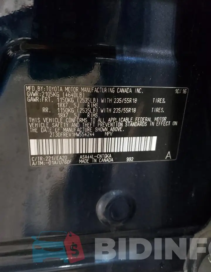 2T3DFREV1HW554244 Photo# 13
