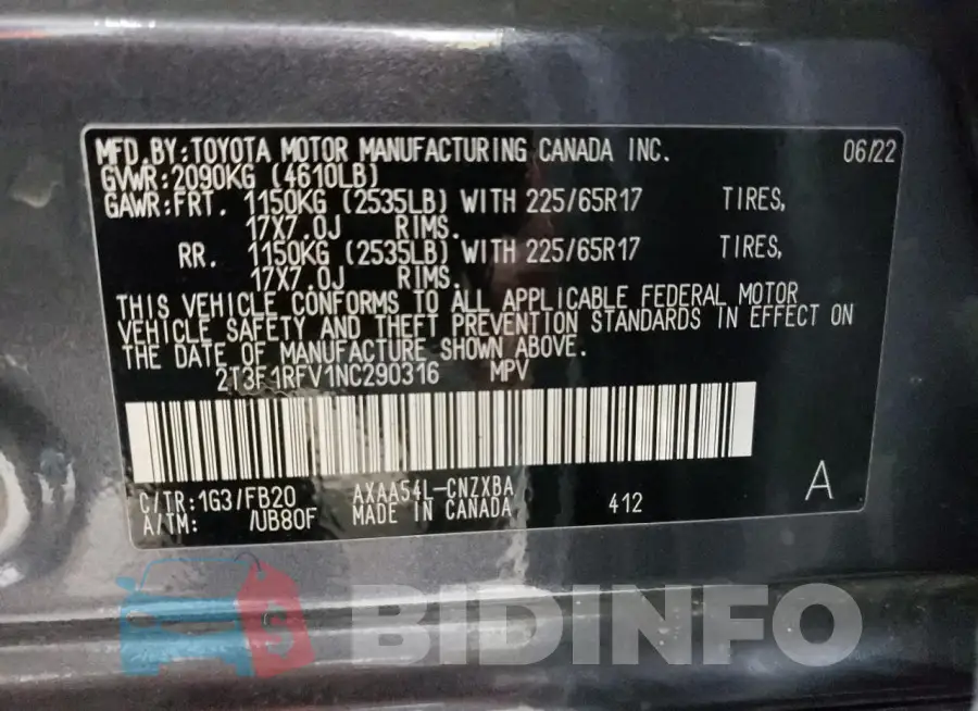 2T3F1RFV1NC290316 Photo# 14