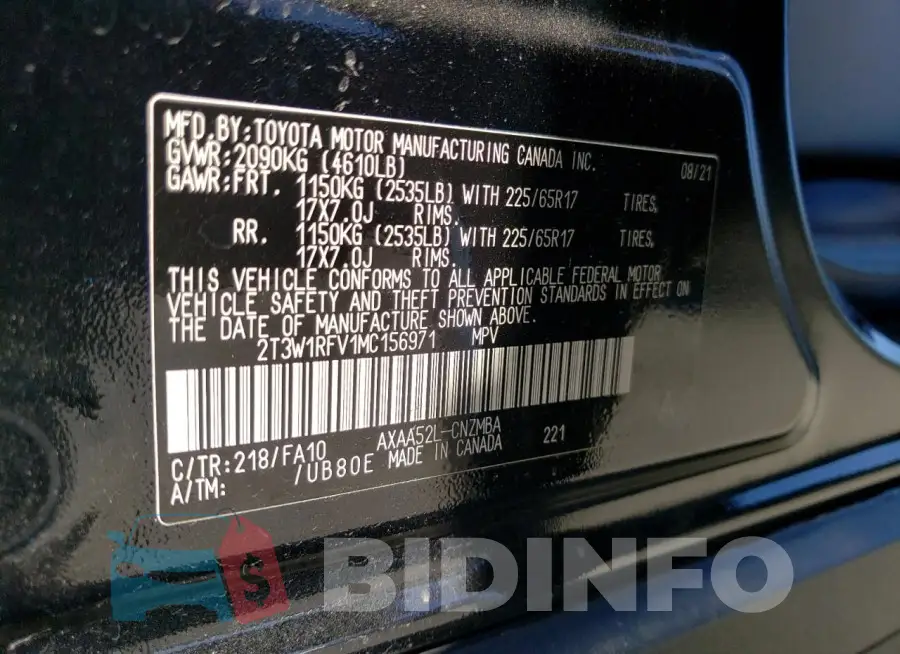 2T3W1RFV1MC156971 Photo# 13