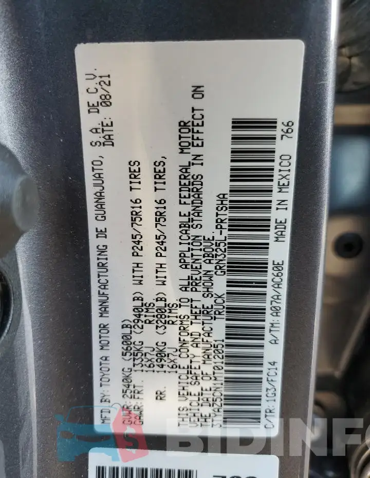 3TYAZ5CN1MT012051 Photo# 12