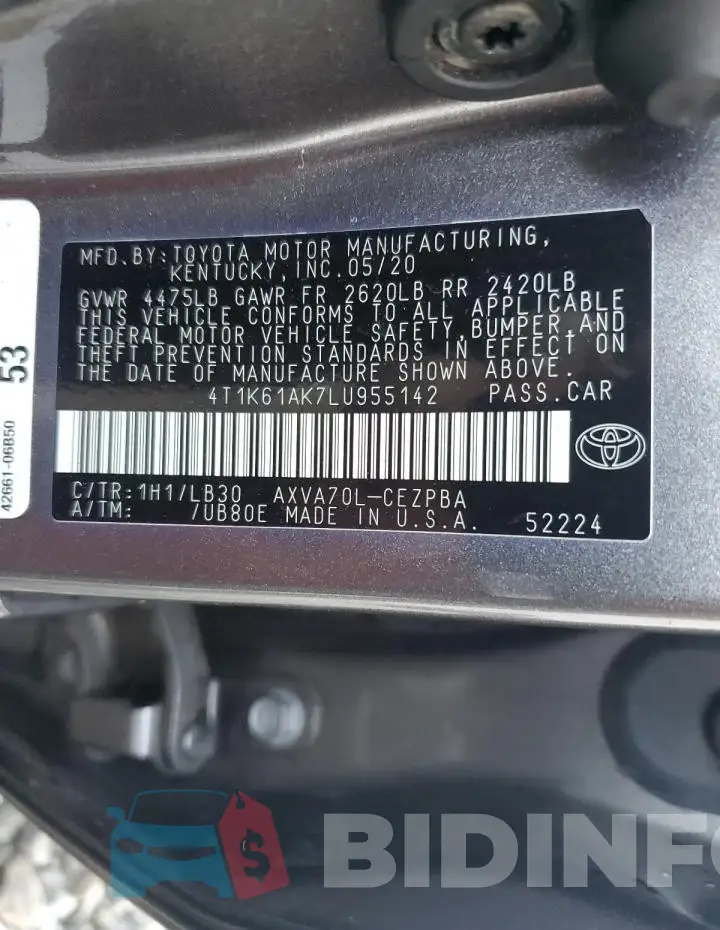 4T1K61AK7LU955142 Photo# 12