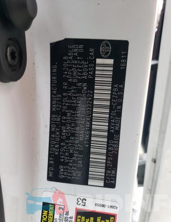 4T1K61AKXLU332422 Photo# 12