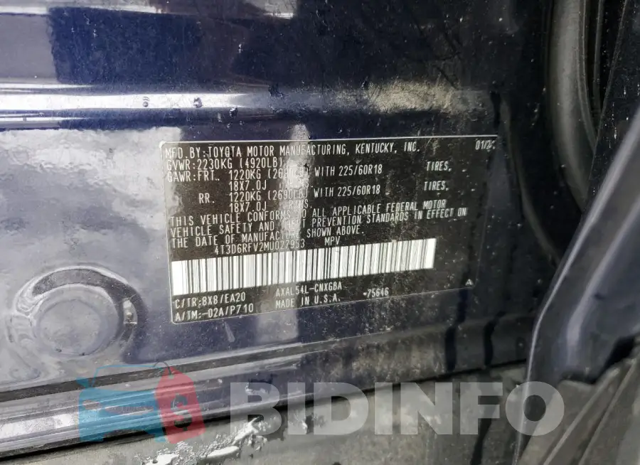 4T3D6RFV2MU027953 Photo# 12