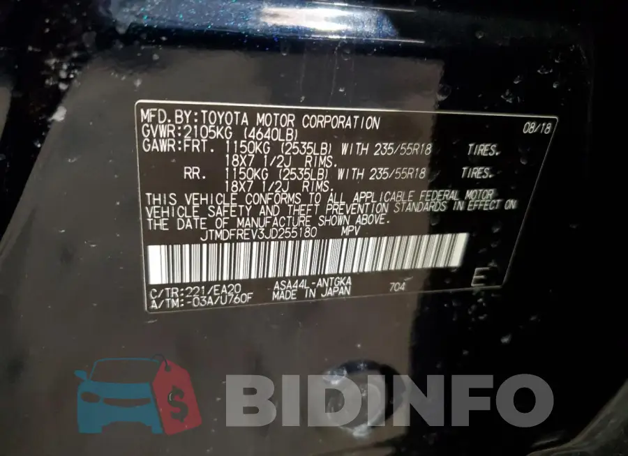JTMDFREV3JD255180 Photo# 13