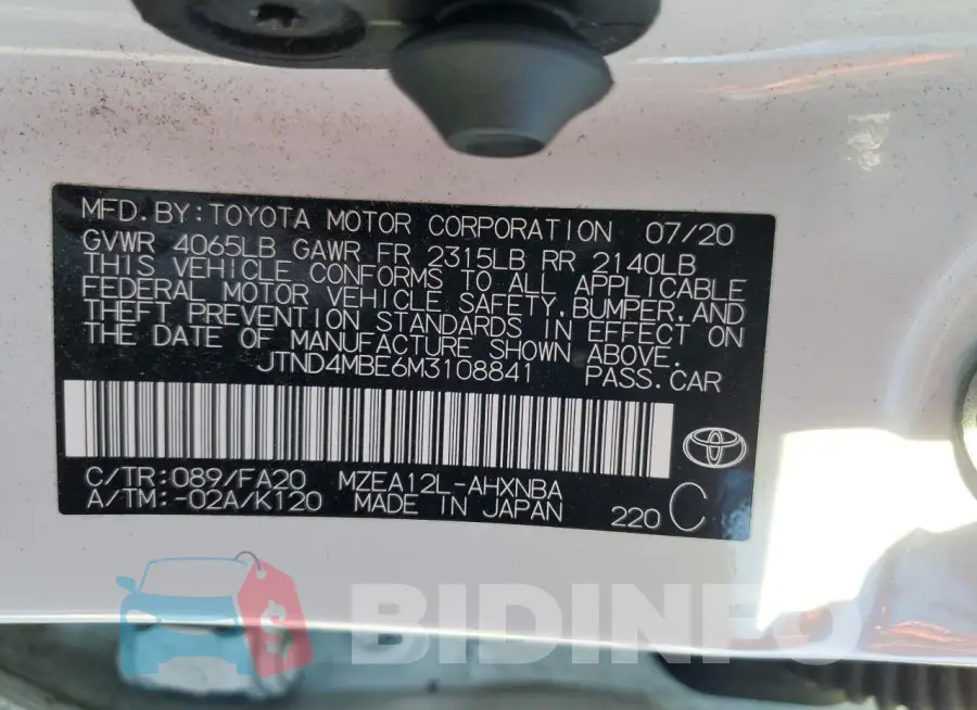 JTND4MBE6M3108841 Photo# 12