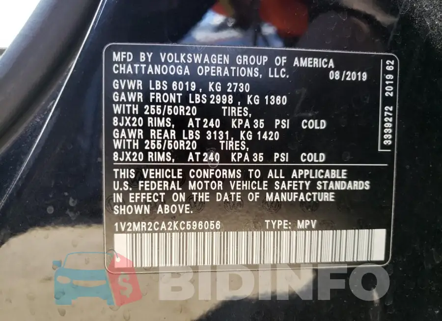 1V2MR2CA2KC596056 Photo# 13