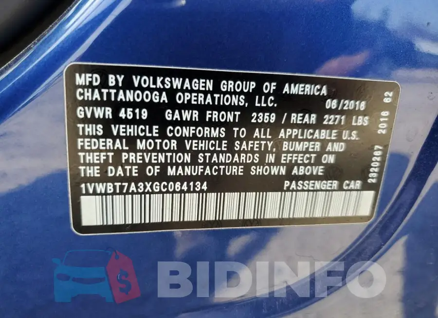 1VWBT7A3XGC064134 Photo# 12