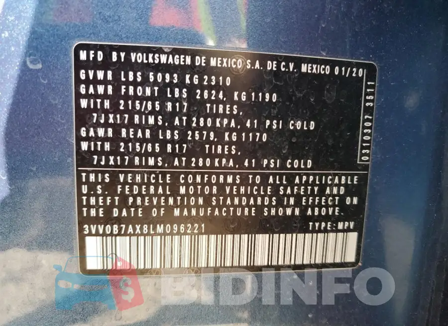 3VV0B7AX8LM096221 Photo# 13