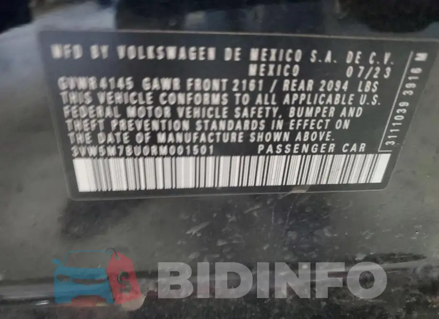 3VW5M7BU0RM001501 Photo# 12