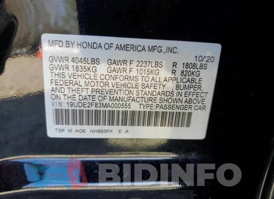 19UDE2F83MA000555 Photo# 12