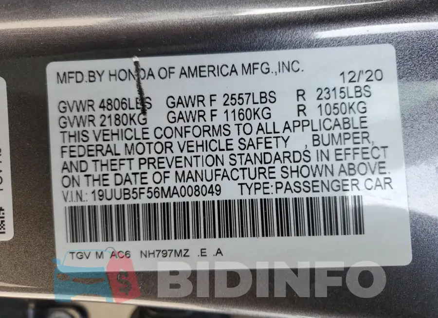 19UUB5F56MA008049 Photo# 12