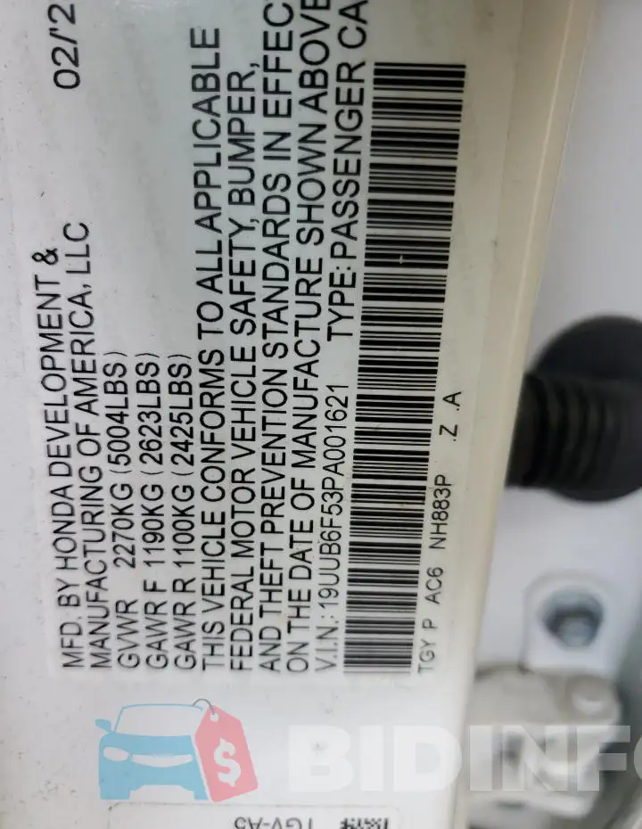 19UUB6F53PA001621 Photo# 12