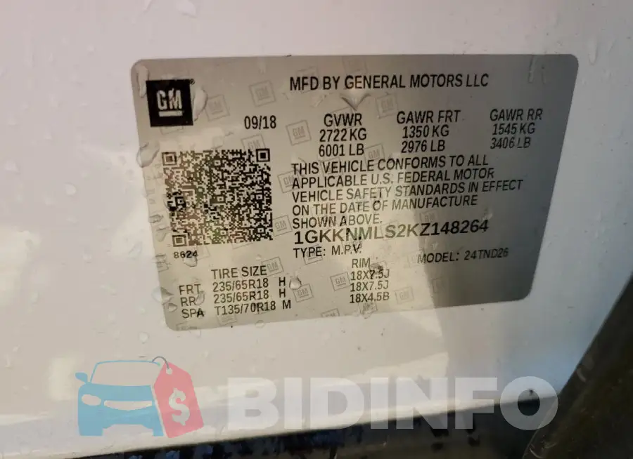 1GKKNMLS2KZ148264 Photo# 14