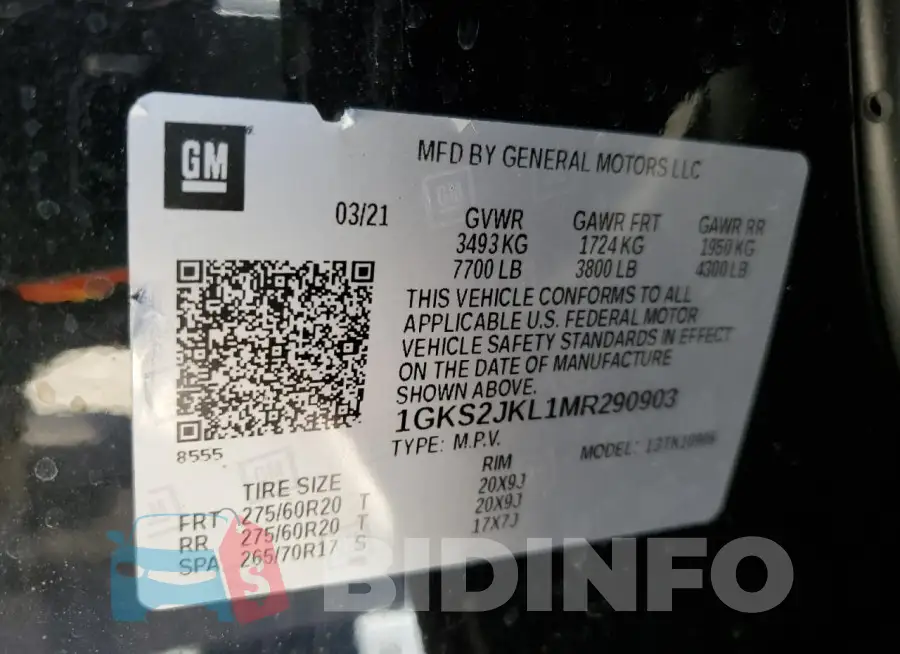 1GKS2JKL1MR290903 Photo# 13