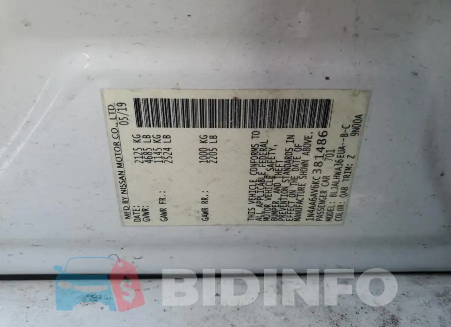 1N4AA6AV6KC381486 Photo# 12